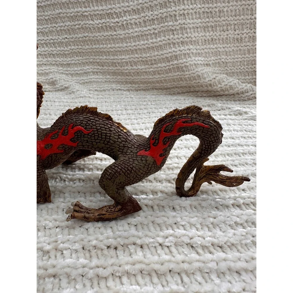 Papo Chinese Dragon Toy Figurine 2010 Brown‎ Red Flame Mythical Creature